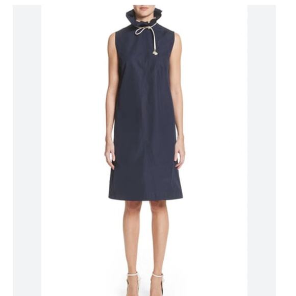 Calvin Klein 205W39NYC Ruffle Neck Poplin Dress Navy Size 4 - Picture 1 of 16